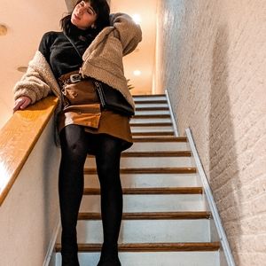 Brown faux leather skirt